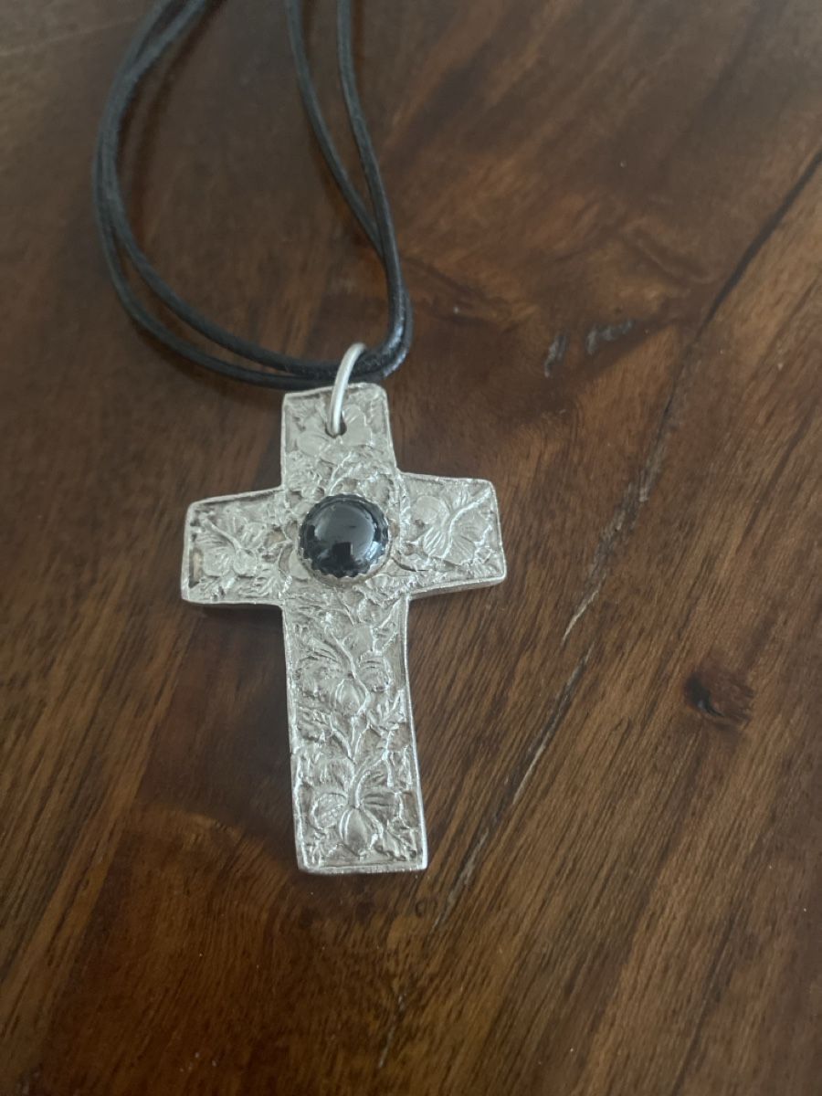 Ciondoli: Silber Kreuz Anhänger mit Onyx – Nuovo (secondo la descrizione) da Watt venduto da Willis4