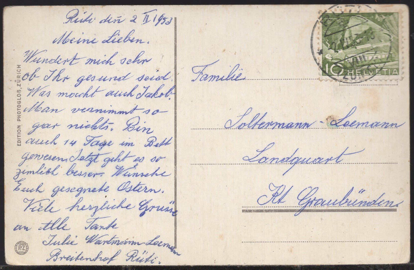 Ansichtskarten: Brünig  Kuhrhaus – Gebraucht aus Aarau von kufi44 2