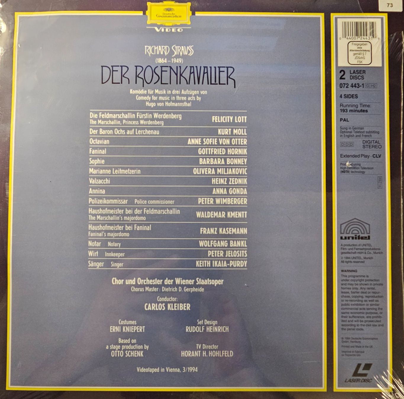 Tutti i DVDs: Laser Disc - Strauss - Der Rosenkavalier – Nuovo e nell'imballaggio originale da Wahlen b. Laufen venduto da Cg10 1