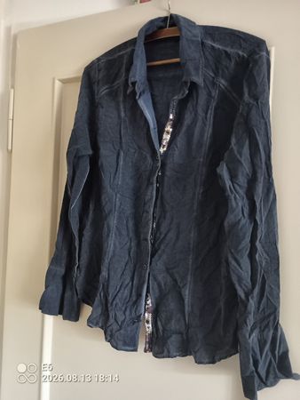Dunkelblaue Bluse mit Glitzer