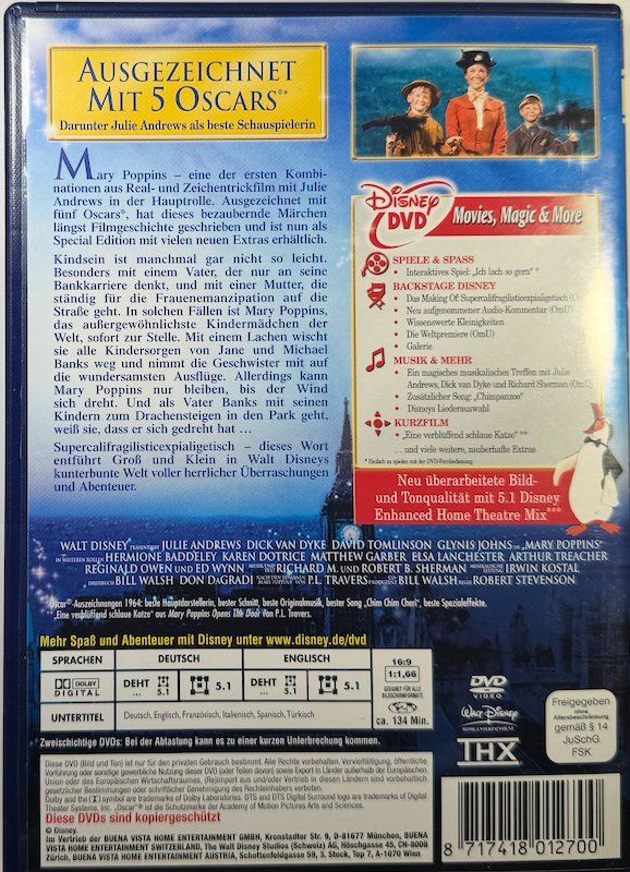 Alle DVDs: 1 DVD  & 1 CD DISC  MARY POPPINS - SPECIAL EDITION – Gebraucht aus Wisen von gigisna 2