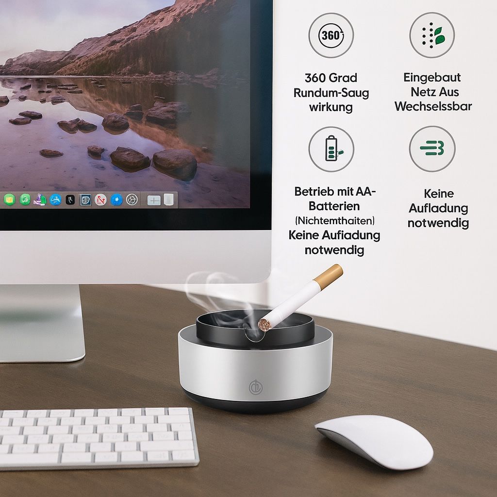 Portacenere: Batteriebetriebener Aschenbecher mit Luftfilter – Nuovo e nell'imballaggio originale da Emmenbrücke venduto da ShopDirect 4