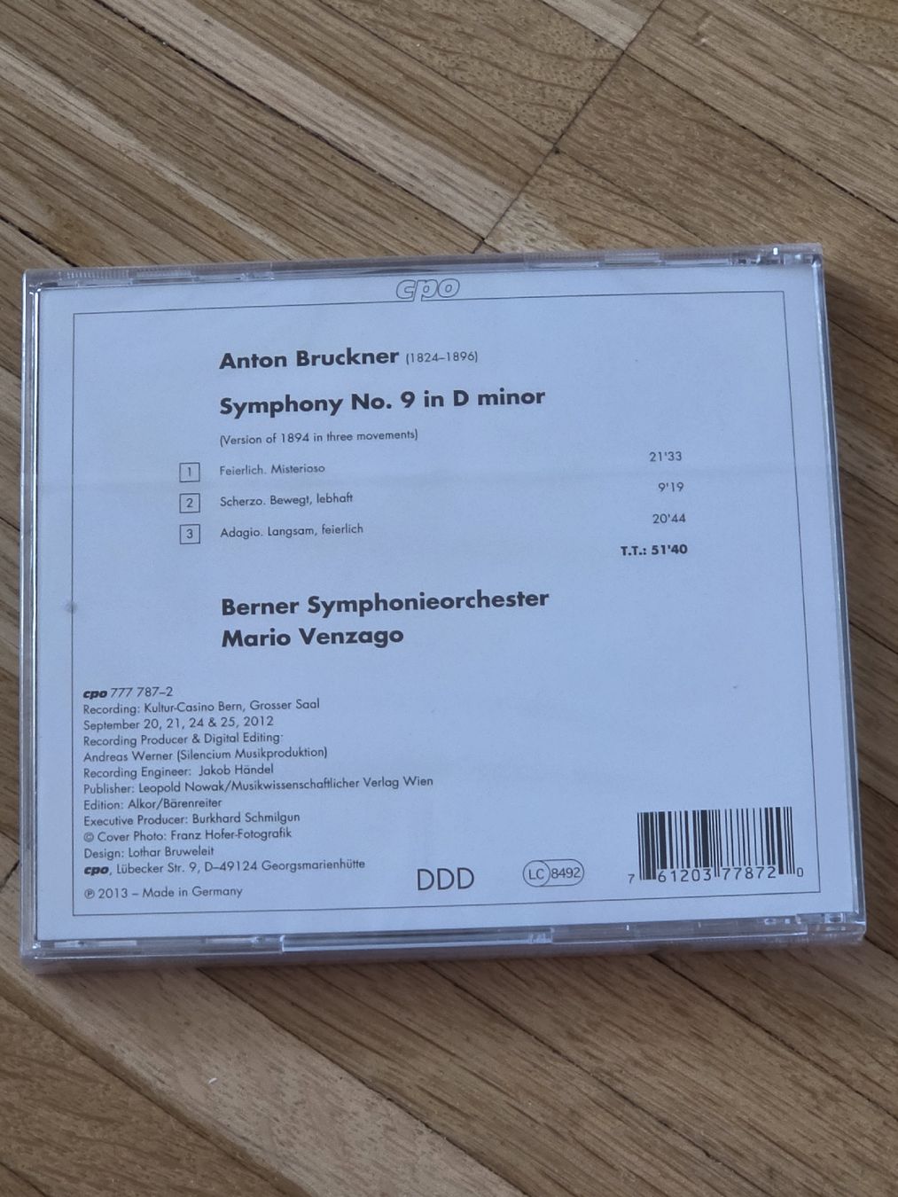 CD: Neue CD: Anton Bruckner Symphony No 9 D minor – Nuovo e nell'imballaggio originale da Aesch BL venduto da immon 1