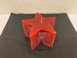 Sternen-Kerze, ca. 14x14x10cm, rot Raureif, 690g