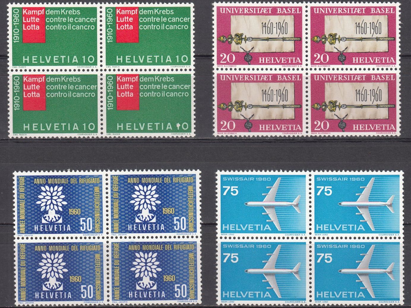 Alle Briefmarken: SBK 351 - 354 im 4er-Block postfrisch – Gebraucht aus Bürglen TG von StampGraf