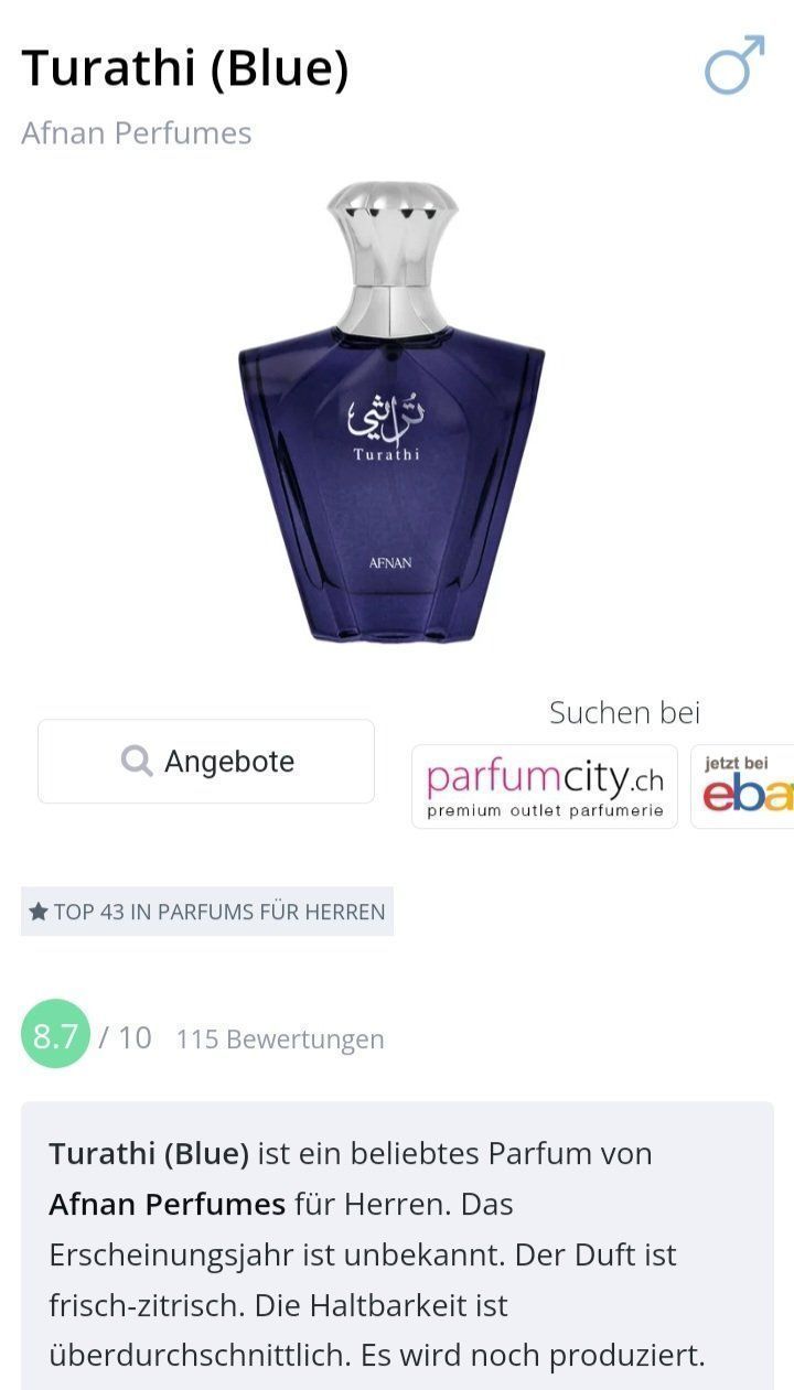 Profumi & Eau de Toilette: 5 ml TURATHI BLUE AFNAN PERFUMES ABFÜLLUNG – Nuovo (secondo la descrizione) da St. Gallen venduto da CaliSunshine 2
