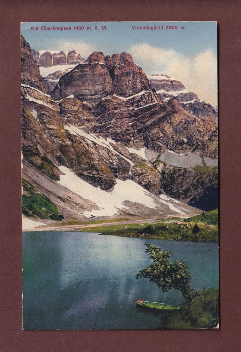 Cartoline postali: OBERBLEGISEE - Vrenelisgärtli - 1921 – Usato da Pully venduto da nicecards