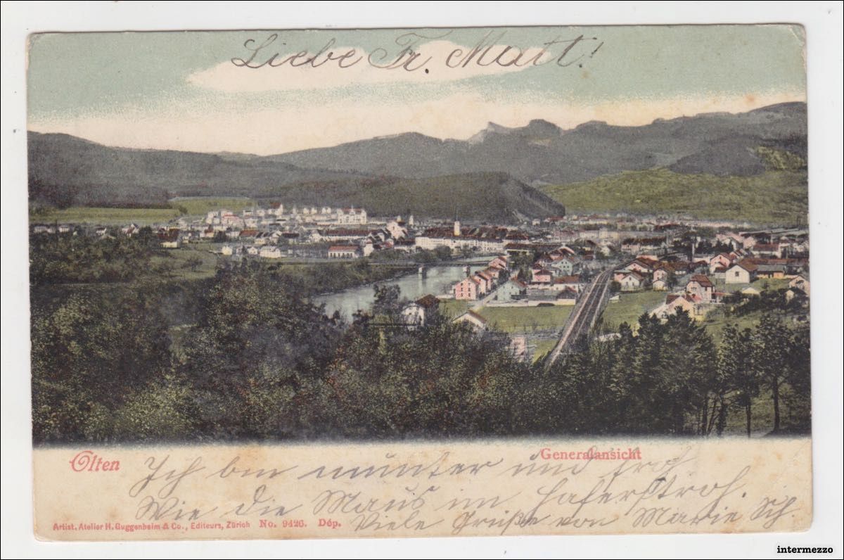 Ansichtskarten: Olten SO // Generalansicht 1904 Litho – Gebraucht aus Basel von intermezzo12