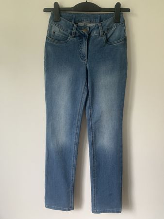 Madeleine straight Jeans Gr. 34 high waist blau, Hose gerade