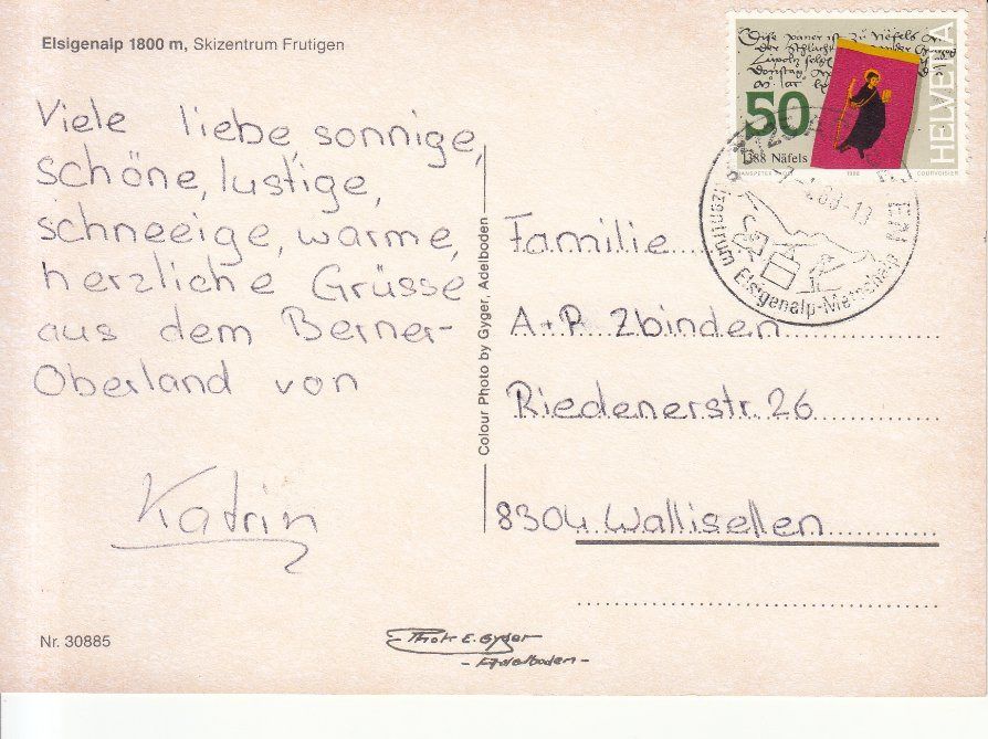 Cartoline postali: Elsigenalp 1988 – Usato da Bürglen TG venduto da StampGraf 1