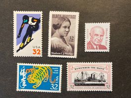 USA 1998 Lot 5 Briefmarken 1 Quartal Skifahren USS Maine MNH