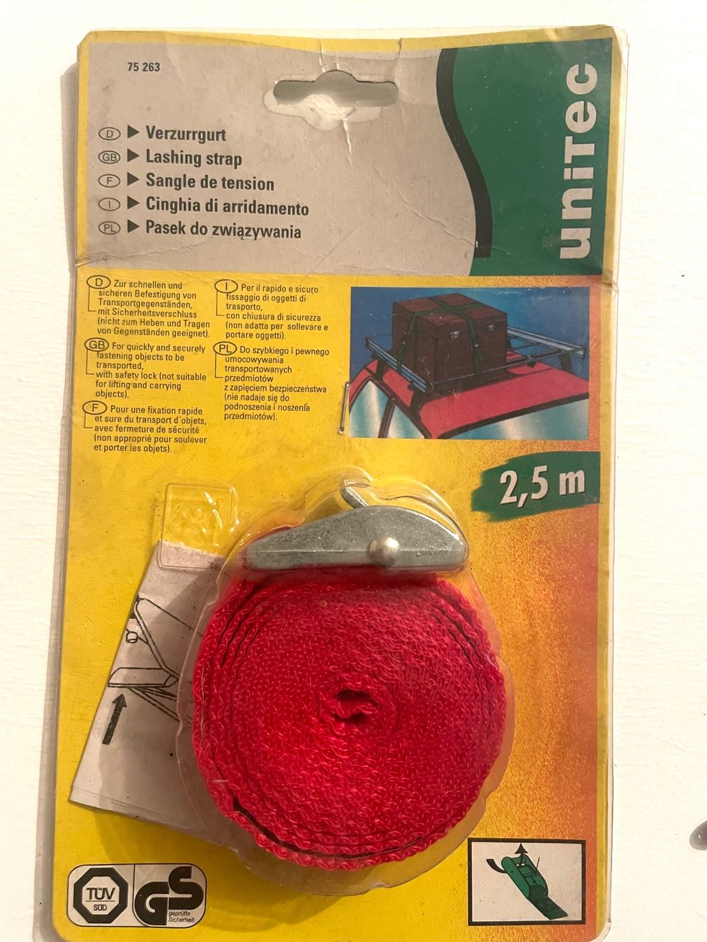 Bindegeräte: Verzurrgurt, rot, 2.5 m, Sicherheitsverschlus – Neu und originalverpackt aus Amriswil von fit8580 1
