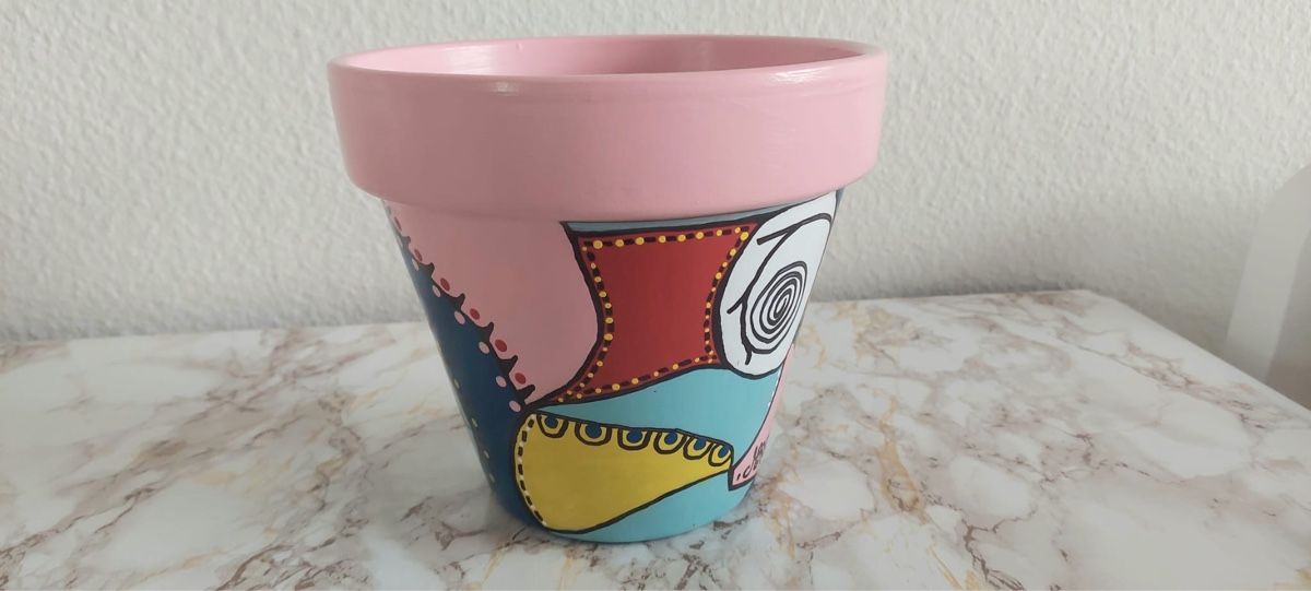 Vasi per fiori: Handbemalter Blumentopf, einzigartiges Design, Frühling! (57 – Usato da Basel venduto da Pureza82 5