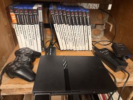 Sony PlayStation 2 Slim mit Zubehör und 17 Race Games 