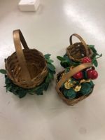 Puppenhaus-Weihnacht - 3 Körbchen, Deko 3,5, 3 und 2,5 cm D