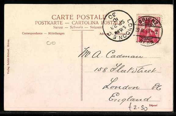 Cartoline postali: Brienz, Dorf am See mit Kirche und Bergk – Usato da Berlin venduto da bartko-reher 1