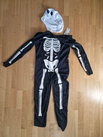 Skelett Kostüm für Kinder schwarz weiss neu mit Etikett