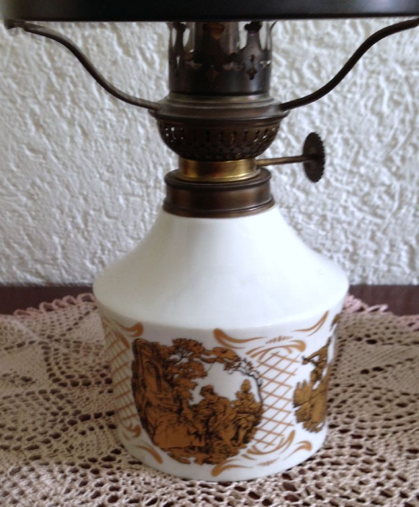 Lampen: Petrollampe mit goldenen  Motiven – Gebraucht aus Eschenbach von Alicekunst 4