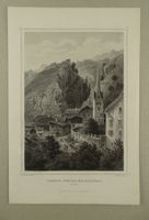 GRÜSCH UND RUINE SOLAVERS, STAHLSTICH NACH ROHBOCK 1870