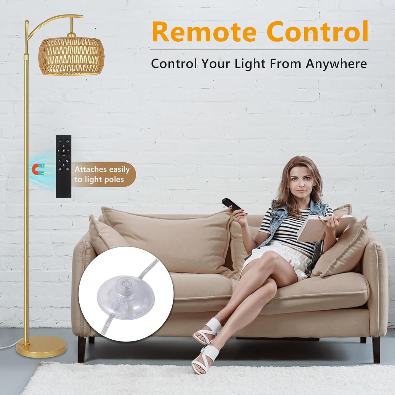 Lampade: Stehlampe Standleuchte Rattan Lampe dimmbar App LED E27 – Nuovo e nell'imballaggio originale da Wittenbach venduto da VELARO 2