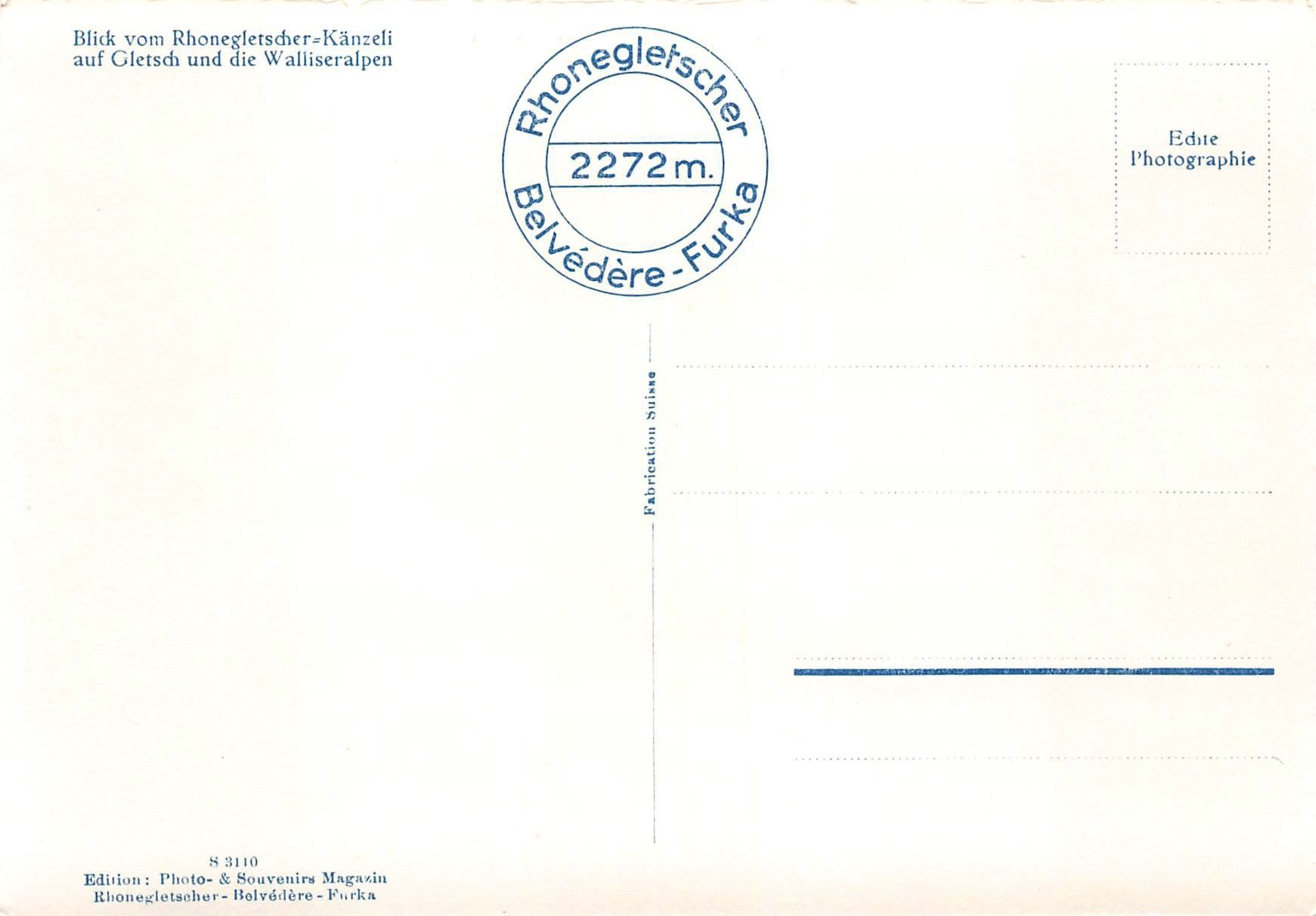 Cartoline postali: 2x Furkastrasse, Griselstrasse, Rhonegletscher – Usato da Ottikon b.Kemptth. venduto da Neptun1974 3