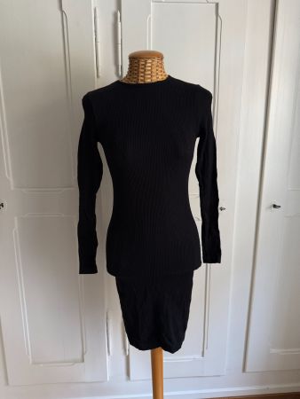 FISHBONE - Stretchkleid schwarz gerippt XS