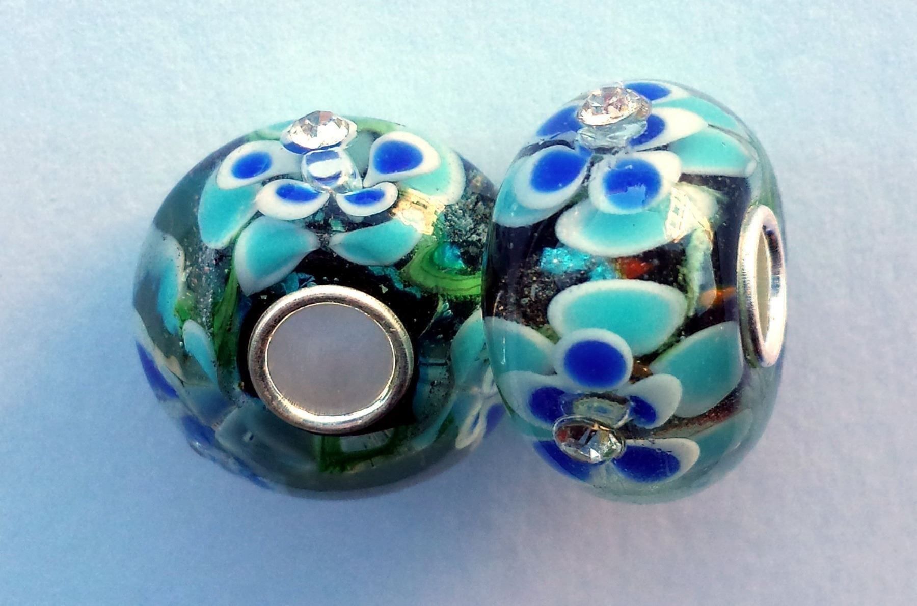 Perlen (unechte): Lampwork Schwarze Glasperle mit Strass Glass Bead – Neu (gemäss Beschreibung) aus Langenthal von flowersNbirds 1