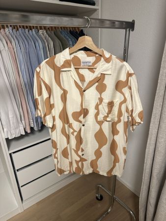 Herren Kurzarmhemd Teentop beige weiss Grösse L neuwertig