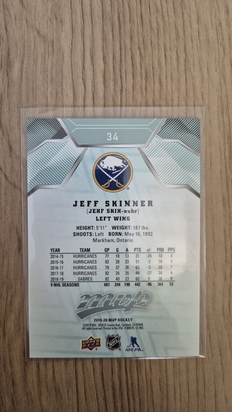NHL Carte collezionabili: NHL Jeff Skinner Buffalo Sabres – Usato da Bellach venduto da IceCards-80 1