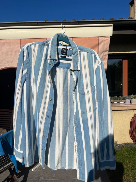 Chemise En Jean ZARA Femme Taille M - Bleu, Occasion En Très Bon état, Style Basique