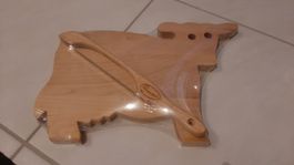 K..1R) Holzbrett Schneidebrett Kuh mit Messer