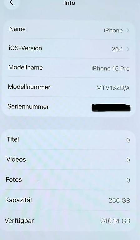 Apple Handys / Smartphones: Apple iPhone 15 Pro 256 GB Titan Schwarz – Gebraucht aus Heerbrugg von gha12 3
