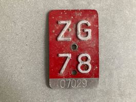 Velonummer Fahrradschild ZG 78 - 07029