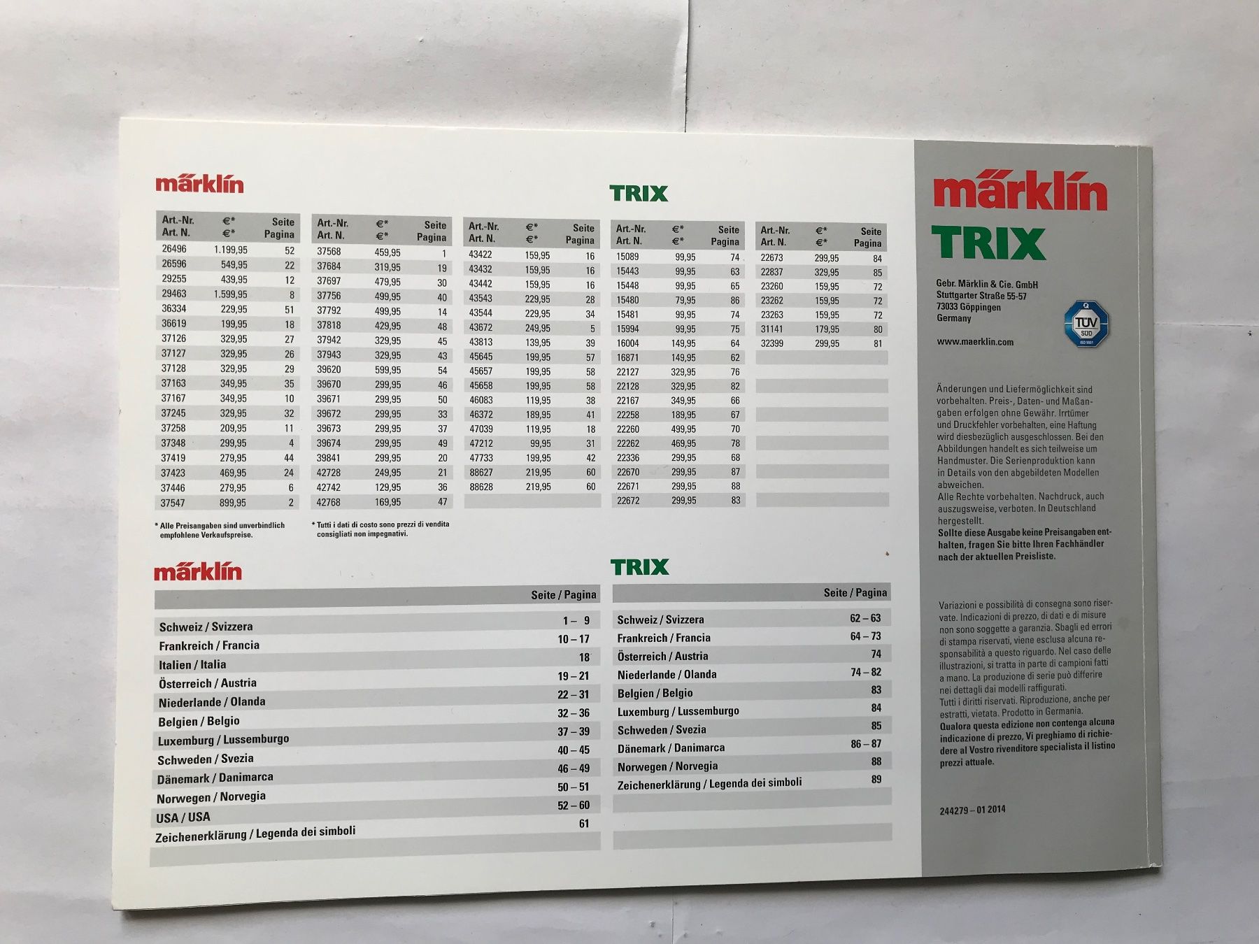 Märklin Modelleisenbahnen: märklin katalog export modelle 2014 – Gebraucht aus liestal von makai05 5