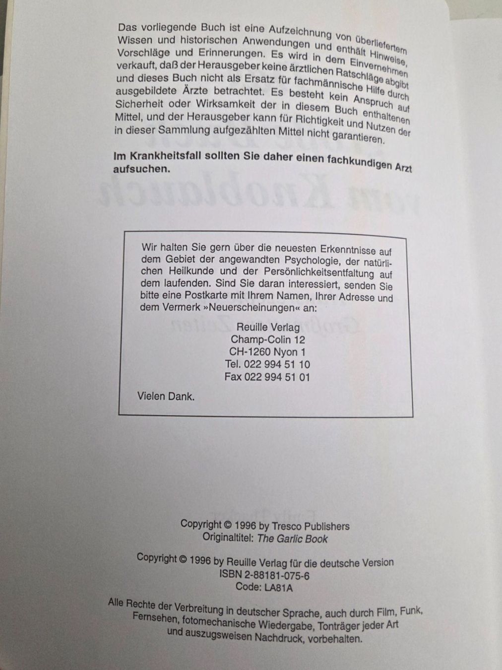 Libri: Das grosse Buch vom Knoblauch, Emily Thacker. – Usato da Flums venduto da Cooker 3