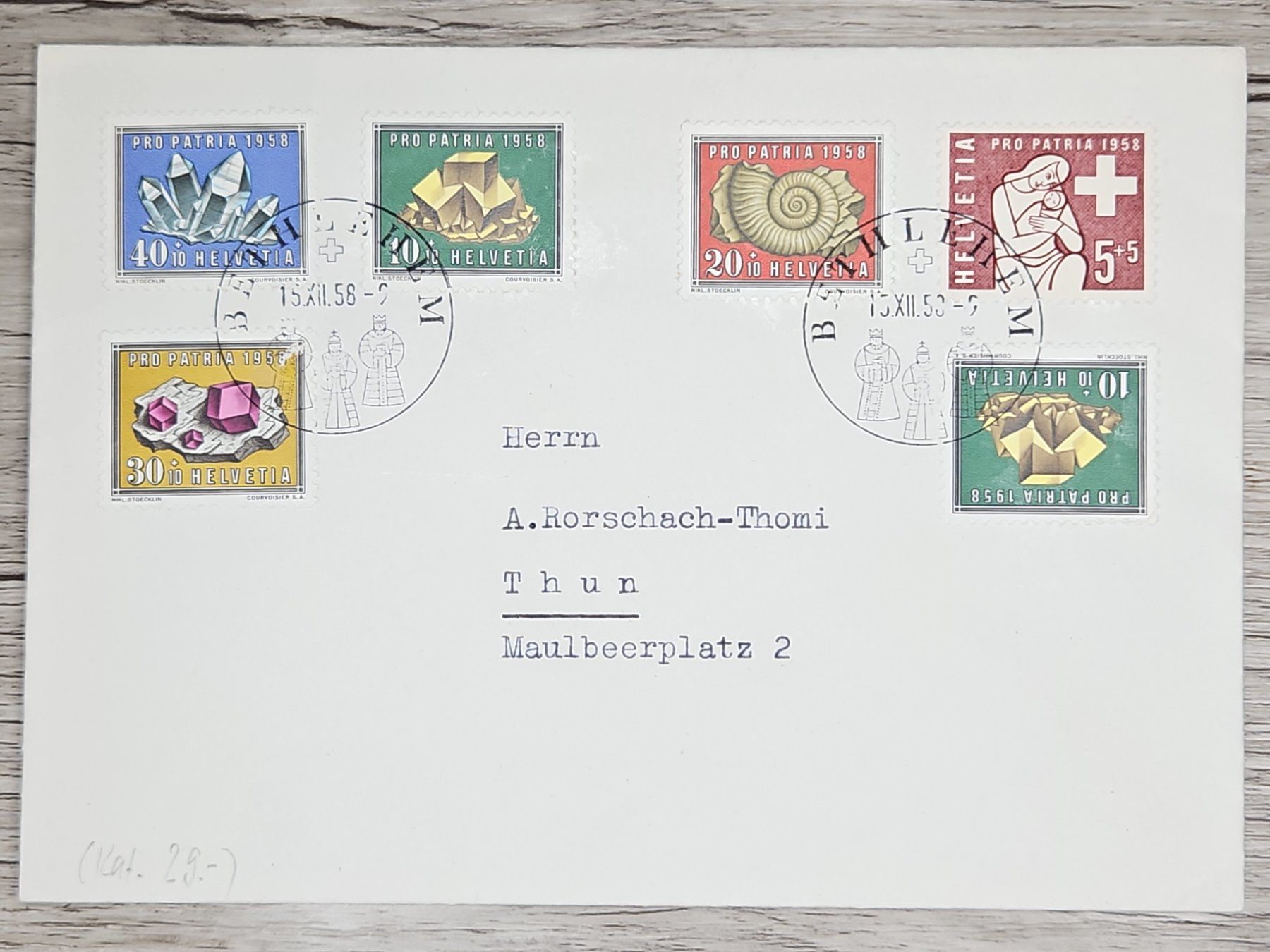 Tutti i francobolli: CL02 Enveloppe + Timbre Suisse 1958 – Usato da Cousset venduto da Patrick_Collections