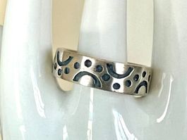 Silber Bandring 925  - modernes Ornament-Design - UNISEX G64
