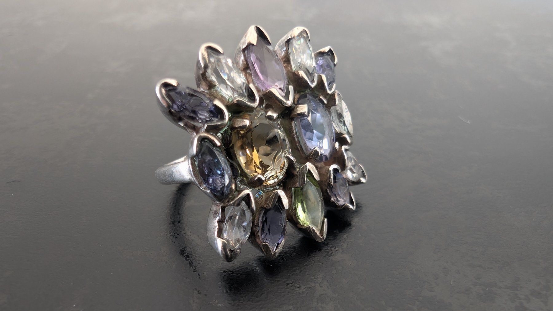 Anelli: Prächtiger Sterling-Silber-Ring mit bunten Steinen – Usato da Egg b. Zürich venduto da leroy711 2