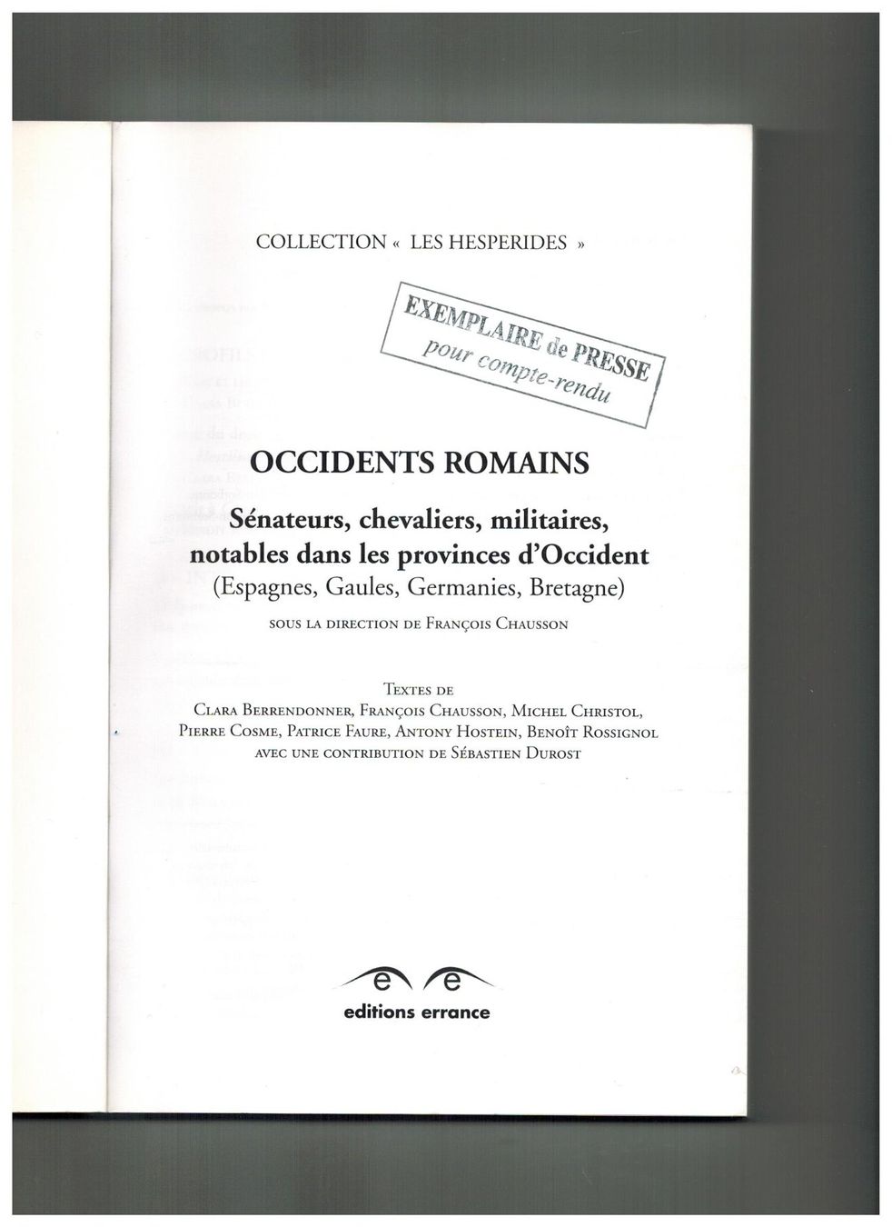 Libri: Archäologie: Occidents romains – Nuovo (secondo la descrizione) da Biel-Benken BL venduto da rud_yc8p 1