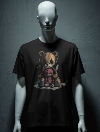 Tshirt Herren M schwarz Teddybär unterwelt zombie