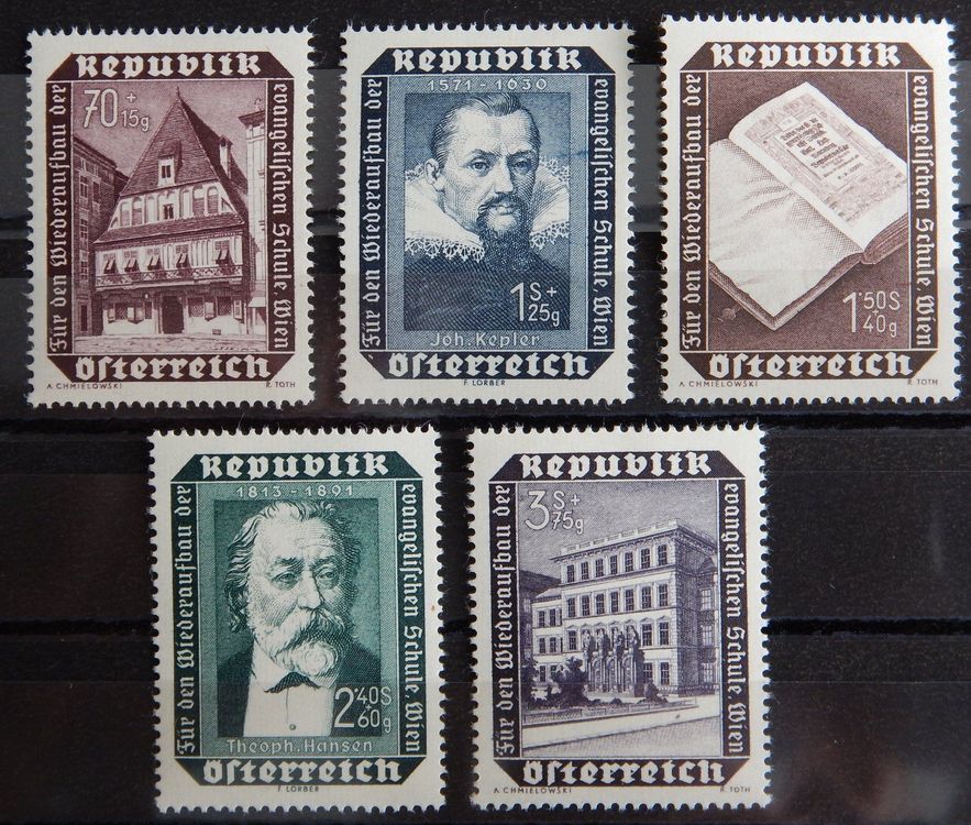 Österreich Briefmarken „Evangelische Schule 1953“ Gestempelt – Goldhahn Nr. 989-993