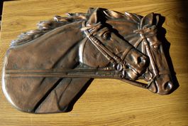 2 Pferde Kopf rechts Relief Guss Breite 40cm Höhe 25cm