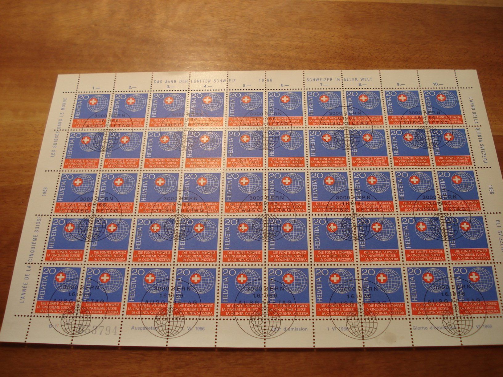 Alle Briefmarken: Bogen die fünfte Schweiz, 1966, Et-o – Gebraucht aus Niederwil AG von morostahu