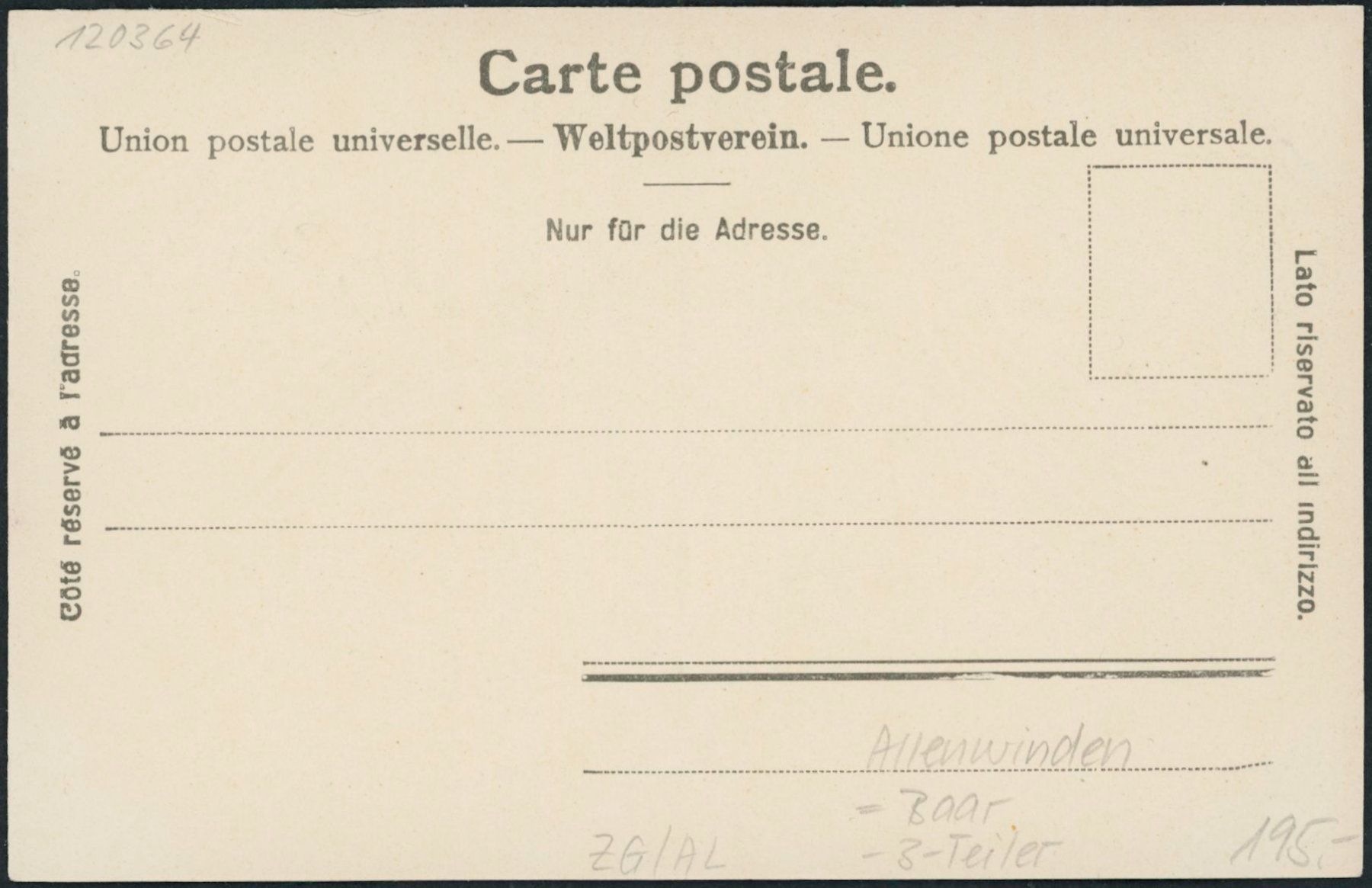 Cartoline postali: ZG Allenwinden - Baar – Nuovo (secondo la descrizione) da Schindellegi venduto da leecollect 1