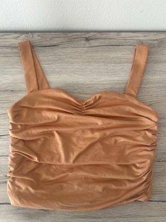 Ruched orange crop top