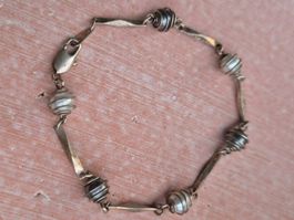 Vintage Silber 6 Perlen Armband. Silberarmband Armkette 20cm