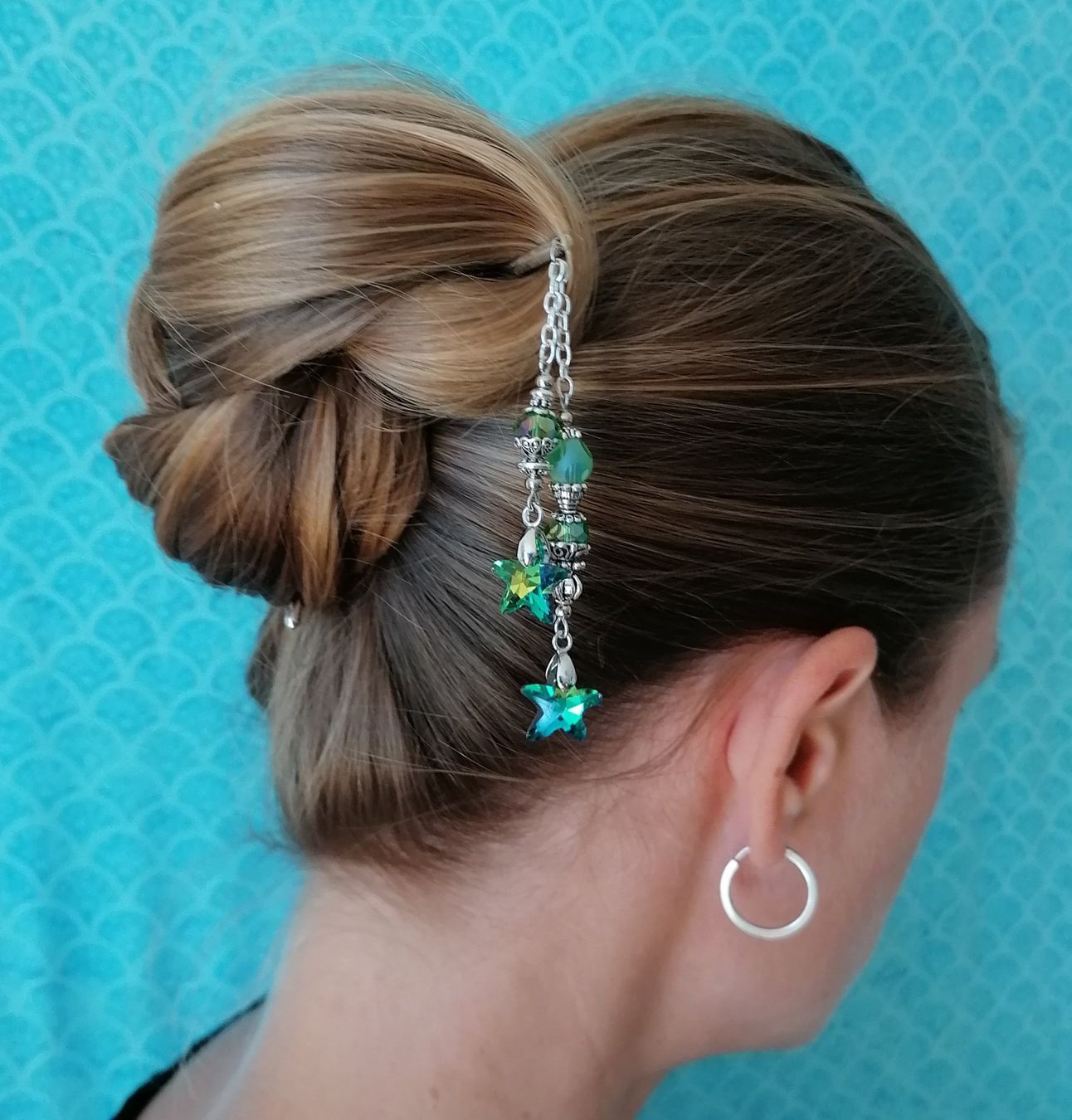 Accessori per capelli: Haarstabpaar silberfarben Seesterne grün – Usato da Liebefeld venduto da Ochotona 2