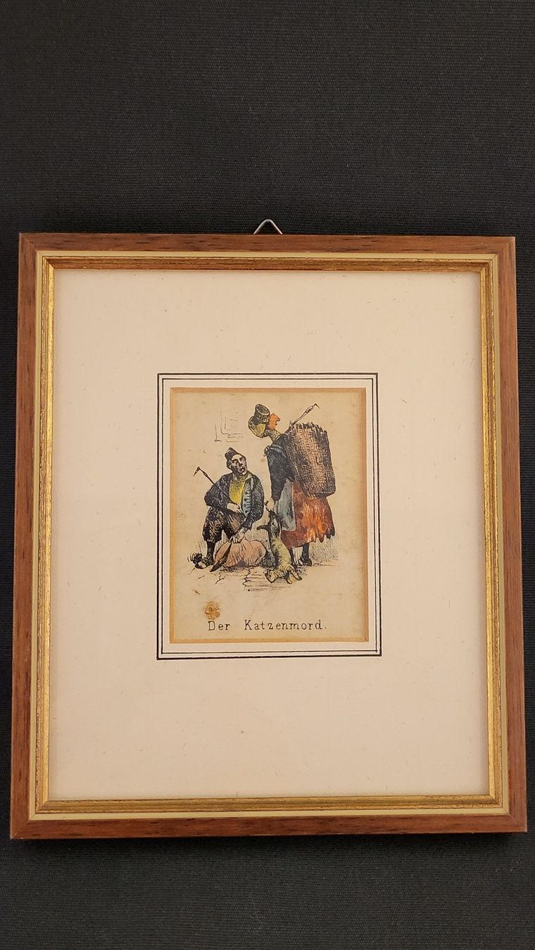 Grafiken & Lithographien: Antikes Bildli DER KATZENMORD – Gebraucht aus Basel von spinne02 1