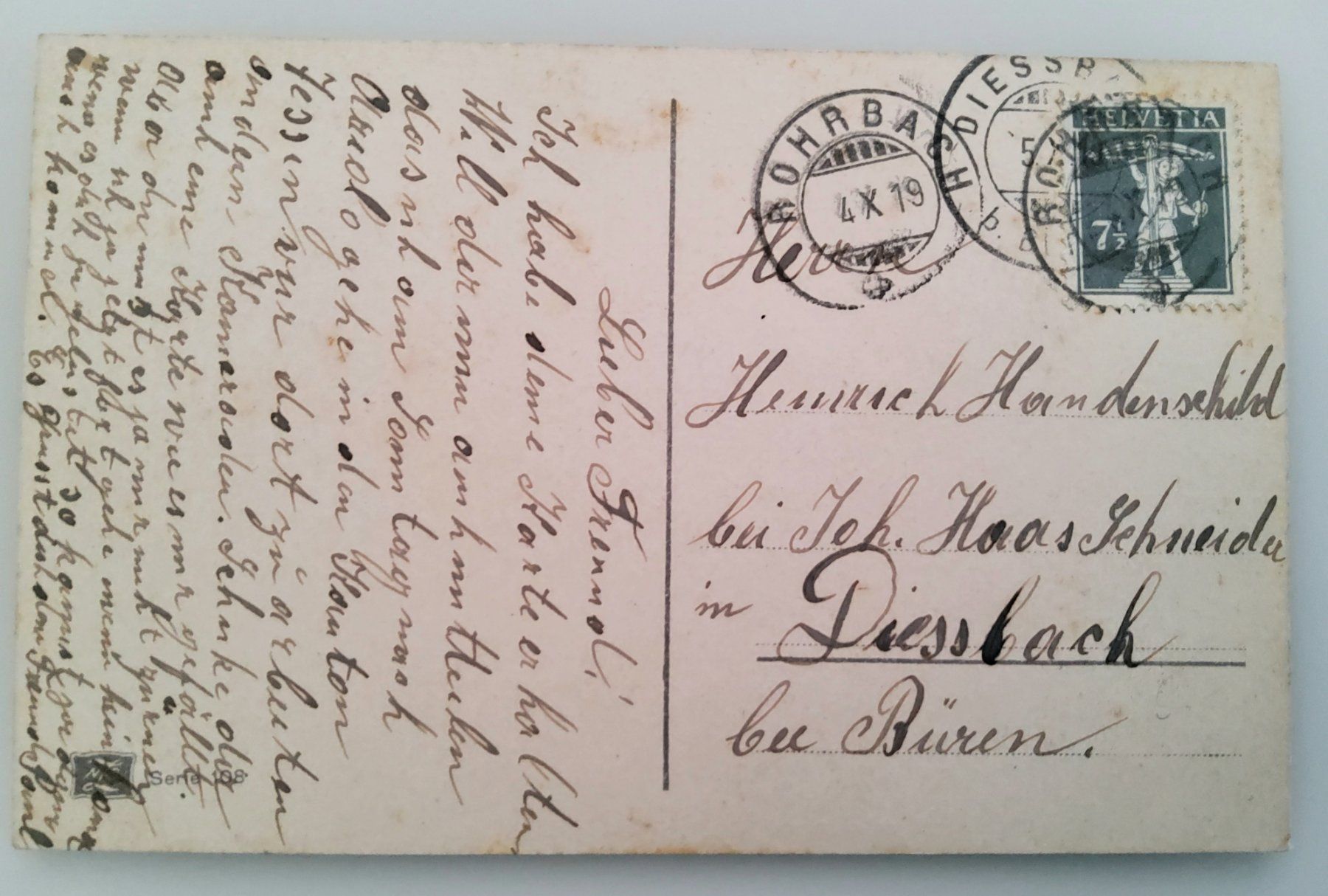 Cartoline postali: Ansichtskarte, gestempelt Rohrbach - Diessbach 1919 – Usato da Buchrain venduto da mue_kru 1