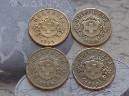 4 x 20 cts 1859 B - (Bi) billon